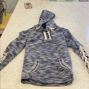 Laced blue/white/grey hoodie